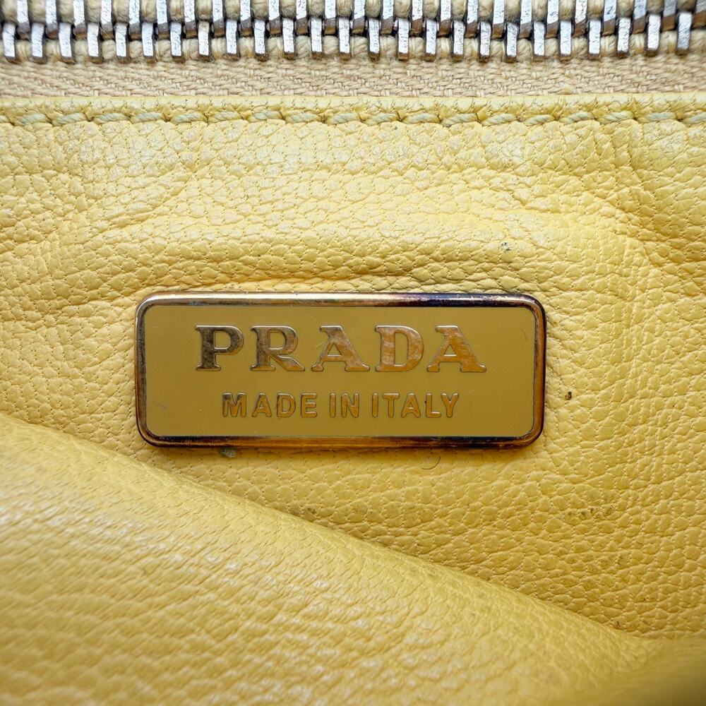 Prada Vintage Ginestra Yellow Vitello Leather Chain Bag Turn-Lock Archive Find - Picture 6 of 13